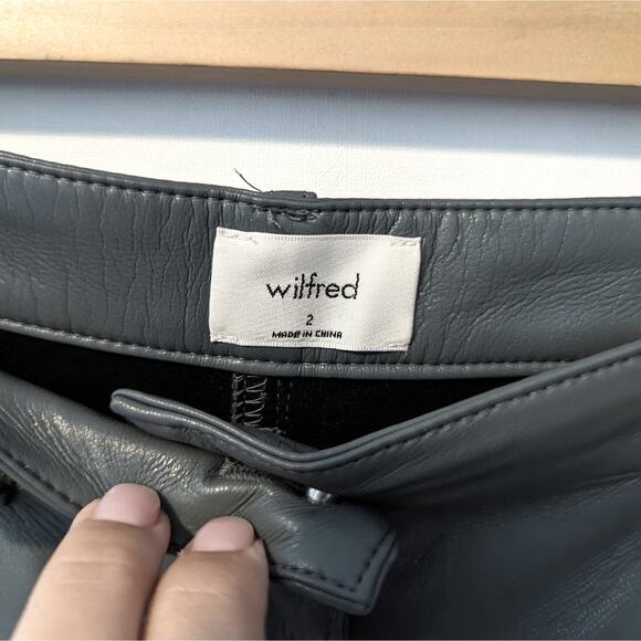 Aritzia Wilfred The Melina Faux Leather Grey Argentique Pants Size 2 - Picture 6 of 7